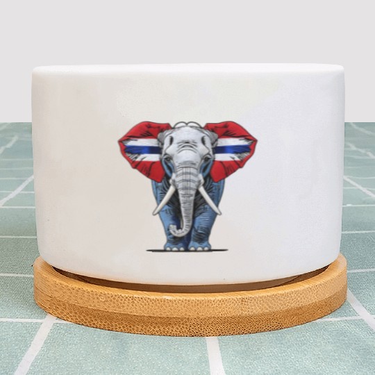 Thailand Elephant Red White Blue National Flag Cul Plant Pots