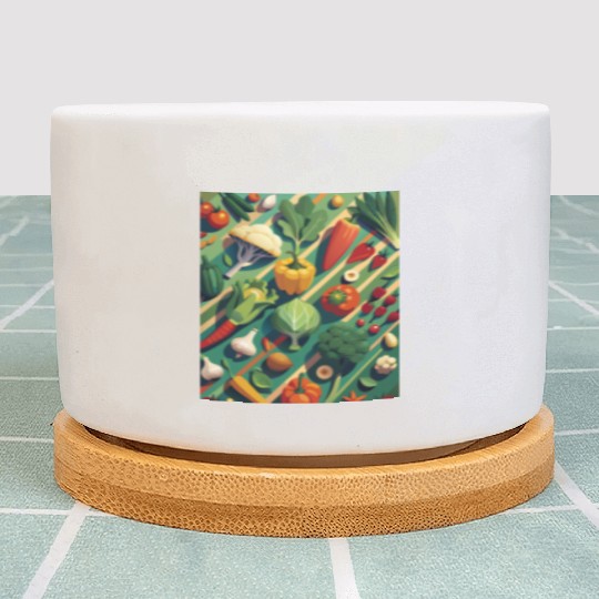 Vibrant Vegetable Garden Illustration Plant Pots