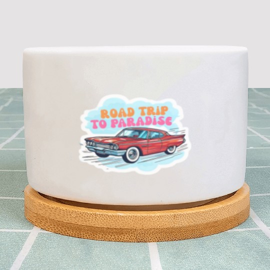 Vintage Classic Car Road Trip Design Plant Pots