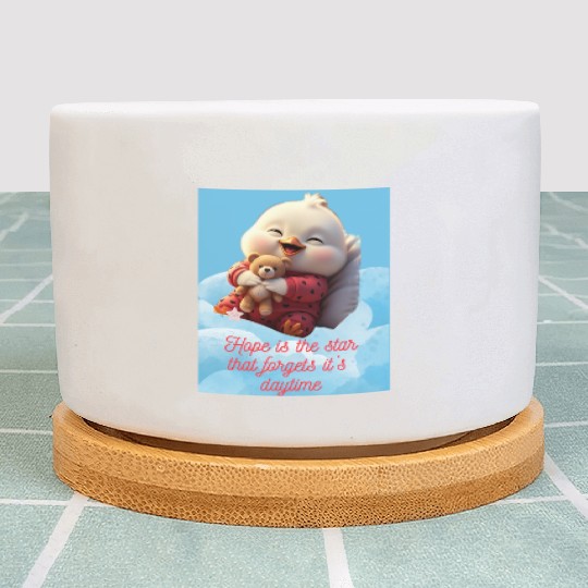 Whimsical Baby Duck with Teddy Bear Plant Pots