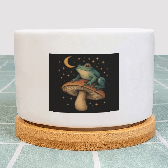 Cosmic Mushroom and Frog Fantasy Plant Pots