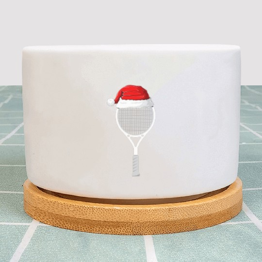 Festive Tennis Racket with Santa Hat Plant Pots