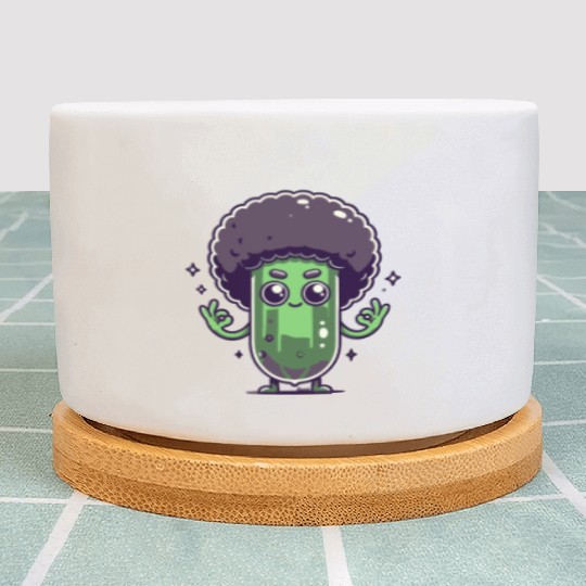 Whimsical Broccoli with Afro Hair Plant Pots