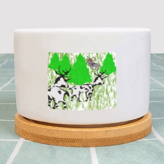 Whimsical Forest Moose with Reindeer Plant Pots