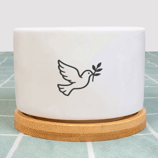 Elegant Doves with Olive Branch Design Plant Pots