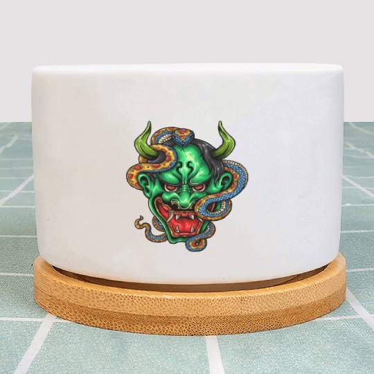 Mythical Oni Dragon Tattoo Design Plant Pots