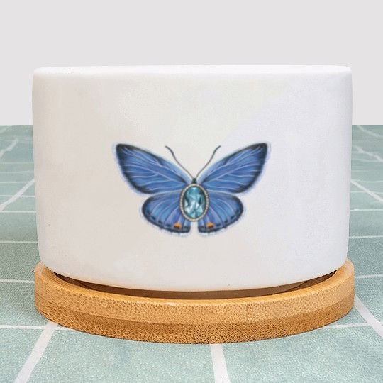 March Eastern Tailed Blue Butterfly Gemstone Art Plant Pots