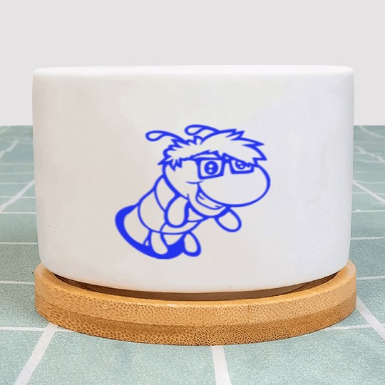 Nerd caterpillar peeks through hole Geek worm cool Plant Pots