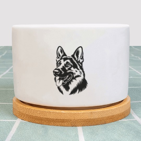 German Shepherd Head Illustration Plant Pots