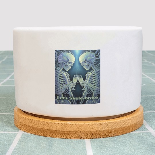Celestial Skeleton Toasting Champagne Plant Pots