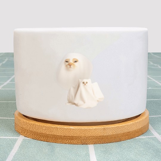 ghost cat meme funny halloween Plant Pots