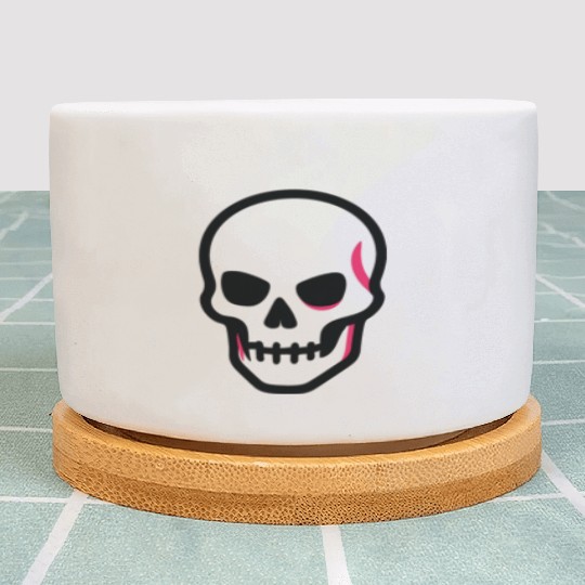 Neon Pink Skull Graphic Design Plant Pots