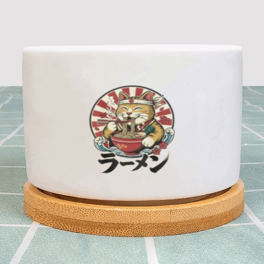 Victory Cat Ramen Illustration Plant Pots