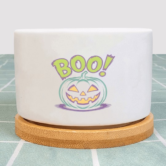 Spooky Halloween Jack-o'-Lantern Design Plant Pots