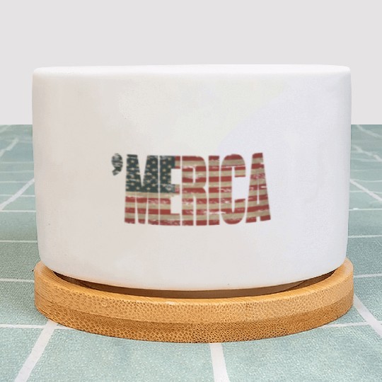 Vintage Distressed US Flag 'MERICA Plant Pots