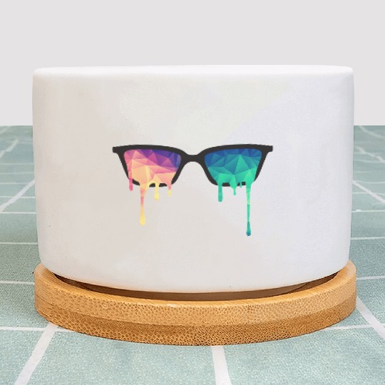 Abstract Psychedelic Nerd Glasses with Color Drops Plant Pots