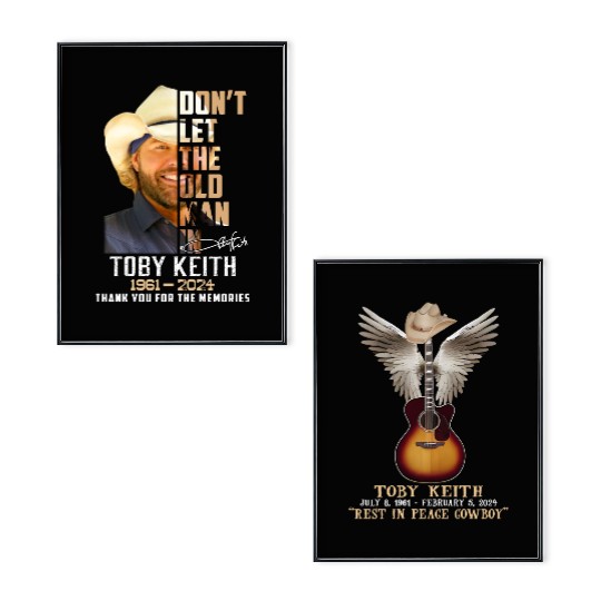 Toby Keith 2 Sided Poster Set, Toby Keith Memorial Poster Set, Toby Keith Country Music Legend Tribute Poster Set, Unisex Comfort Colors Poster Set
