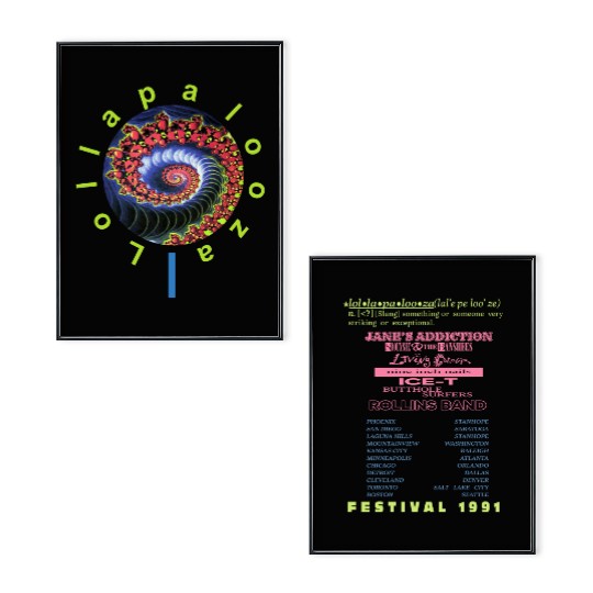 Vintage 1991 Lollapalooza Tour Double Side Black Poster Set HS88490
