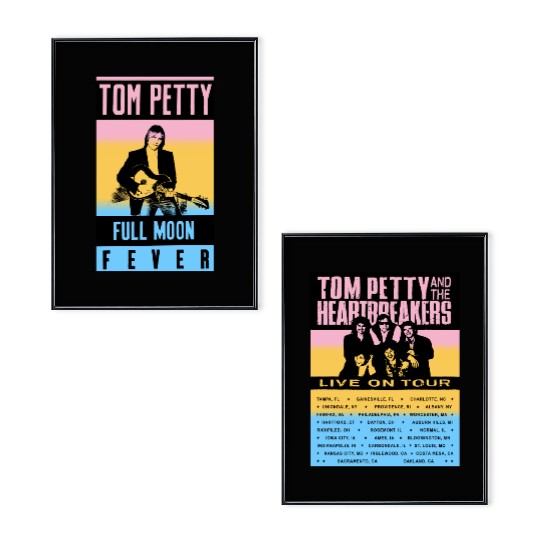 80s Tom Petty and the Heartbreakers Full Moon Fever Tour Rock Concert Poster Set Large