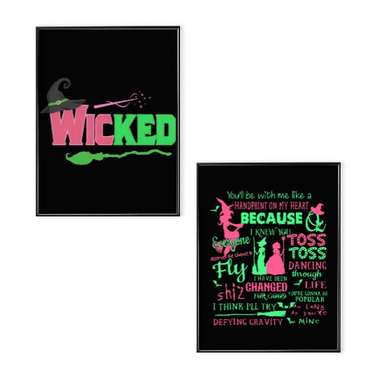 Wicked Change For Good Poster Set, Defy Gravity Broomstick Magic Wand Poster Set, Wicked Musical Poster Set, Wizard of Oz Movie Fan Poster Set