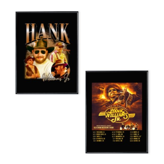 Vintage Hank Williams Jr Live Headlining Tour 2023 Poster Set