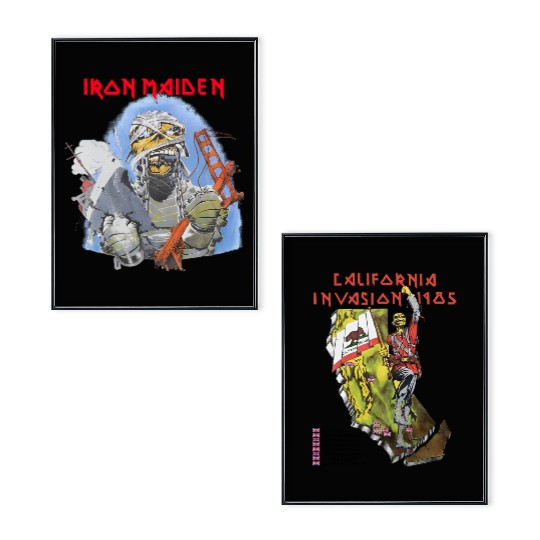 Iron-Maiden California Invasion Tour Poster Set New White Double Sided Poster Set