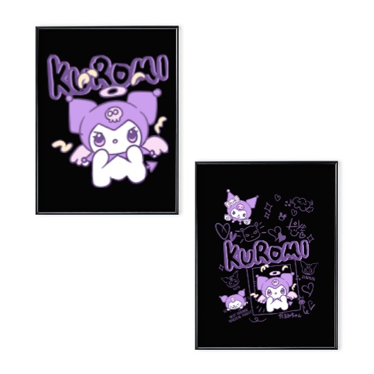 Lovely Kuromi Cartoon Anime Double Sided Zipper Poster Set | Unisex Zip Up Jacket