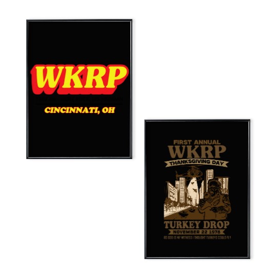 First Annual WKRP Thanksgiving Day Turkey Drop Poster Set, Funny Poster Set for Men, Women