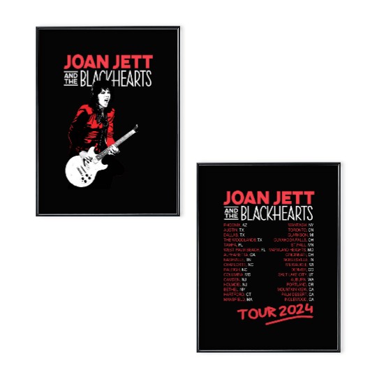 Joan Jett and The Blackhearts Tour 2024 Double Sided Poster Set, Music Tour Poster Set, Music Merch for Fans, Gift for Fans, Music Short Sleeved Poster Set
