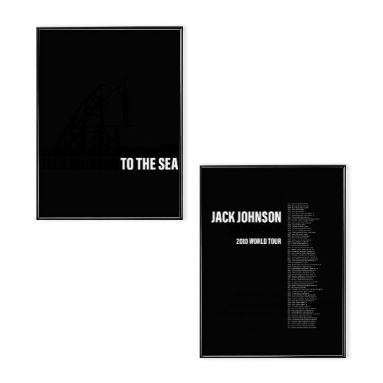 Jack Johnson Men's L Gray Poster Set 2010 To The Sea World Concert Tour