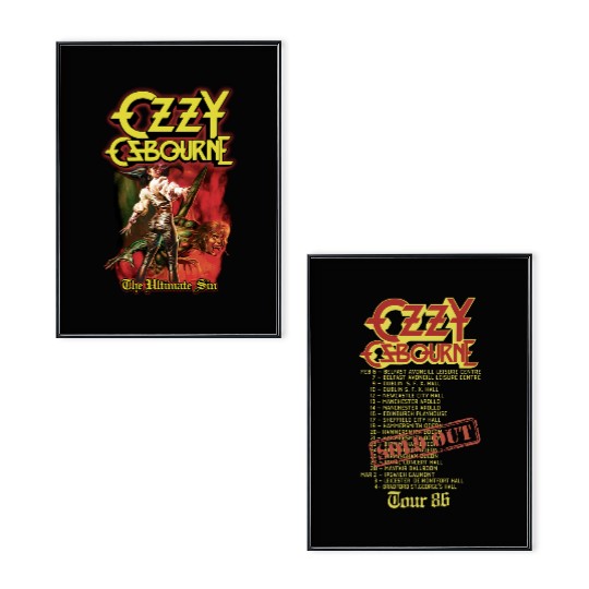 Ozzy Osbourne Concert Rare Ozzy Osbourne 90s Poster Set 2 Side Remake S-5XL