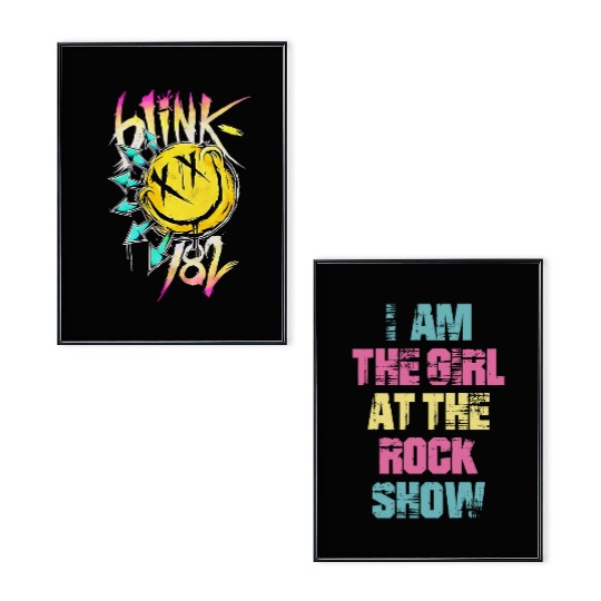 B182 Comfort Colors Poster Set, I'm the Girl At The Rock Show Poster Set, Arrow Smiley Retro Poster Set, Vintage Blinks Poster Set, Punk Rock Poster Set