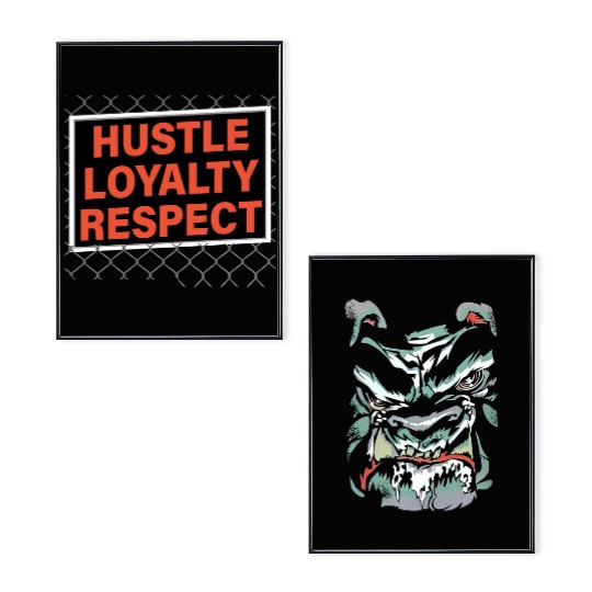 Jo Cen Big Dog Hustle Loyalty Respect Mens Black Poster Set