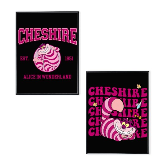 Disney Alice in Wonderland Cheshire Cat Double Sided Poster Set, 1951 Portrait, Disney Theme Park Family Poster Set