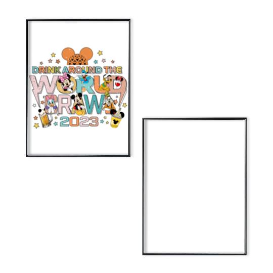 Vintage Two-sided Disney Drinking Around The World Crawl 2023 Poster Set