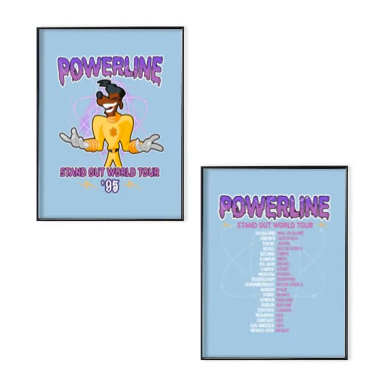 Disney Powerline Goofy Movie Poster Set, Powerline Stand Out World Tour 95 Poster Set, Disney A Goofy Movie Poster Set