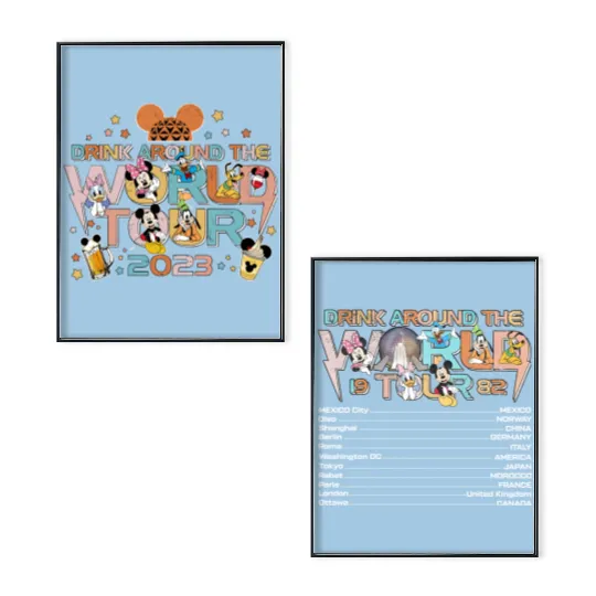 Disney Epcot World Tour Poster Set, Drink Around The World Poster Set