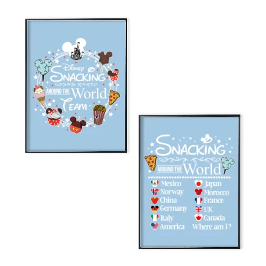 Discover Snacking Around The World Poster Set, Disney Drinking Team Poster Set