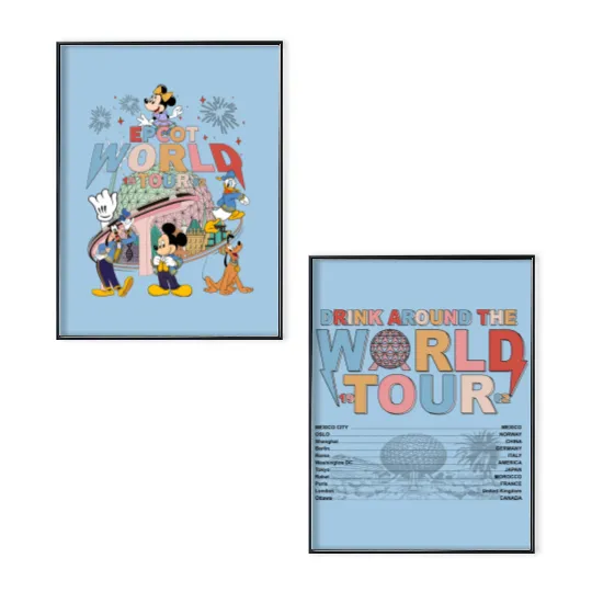 Disney Epcot World Traveler Poster Set, Mickey Epcot Drinking Around The World