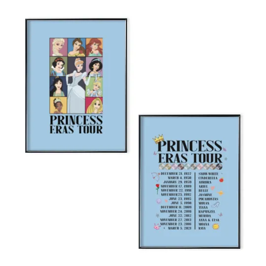 Vintage Princess Eras Tour Poster Set, Disney Eras Tour