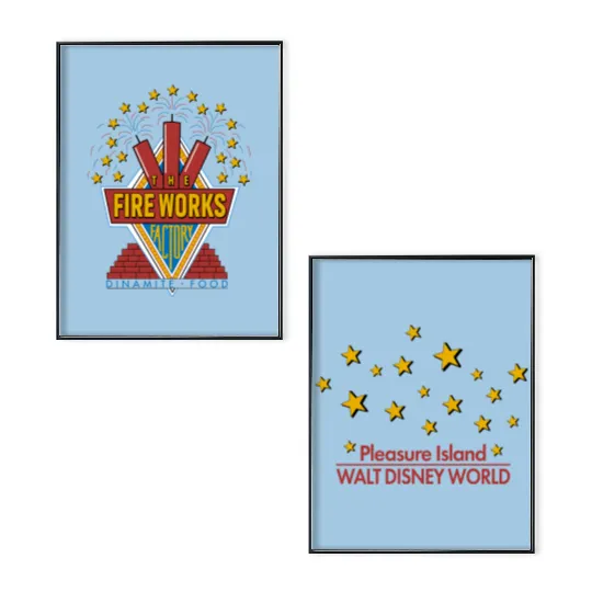 90s The Fireworks Factory Pleasure Island Disney World Souvenir Poster Set 1990s