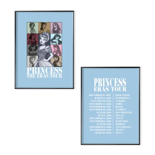 Princess Eras Tour Double-Sided Disney Poster Set, Disney Princess Poster Set, Midnights Poster Set