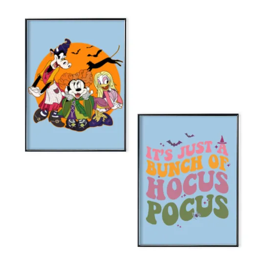 Retro Funny Minnie Daisy Clarabelle Cosplay Pocus Sanderson Sisters Poster Set, Disney Witch Movie Poster Set, Disney Halloween Poster Set, Disneyland Poster Set