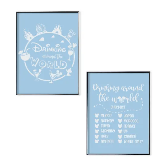 Drinking around the world checklist Disney Poster Set Poster Set, Plus Size Disney Poster Set