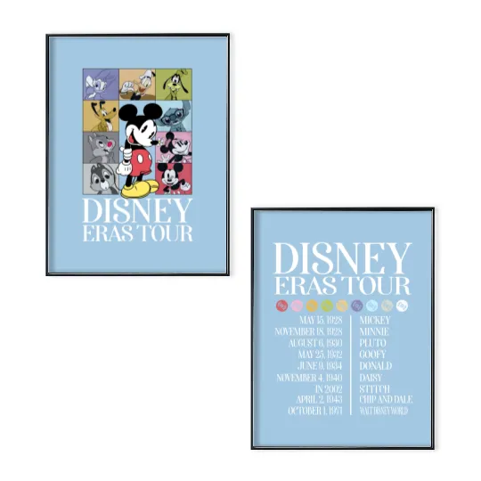 Vintage Disney Eras Tour Poster Set, Disney Mickey And Friends Poster Set