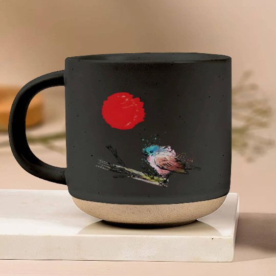 Murakami Birds Red Moon Japenese Pottery Mugs