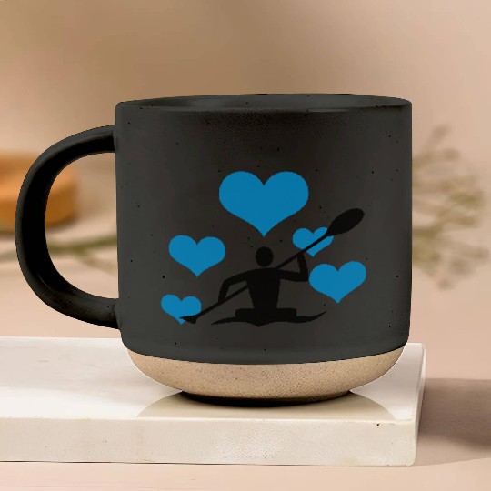 Canoe with 5 hearts Pottery Mugs