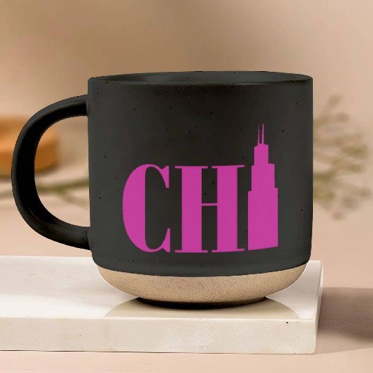 Chicago - Neon Pink Pottery Mugs