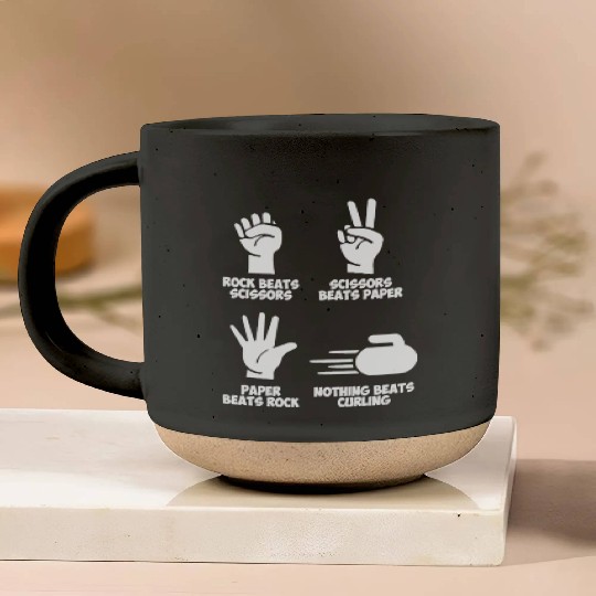 Curling Rock Paper Nothing Beats Pottery Mugs