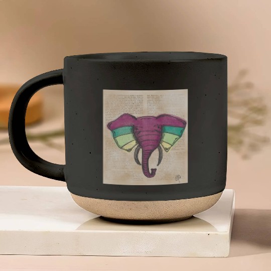 Elephant Water Color Face Pottery Mugs